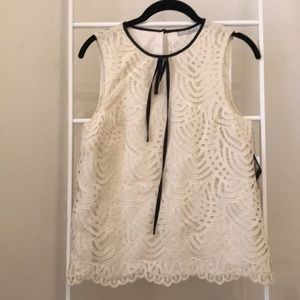 Cream lace sleeveless blouse